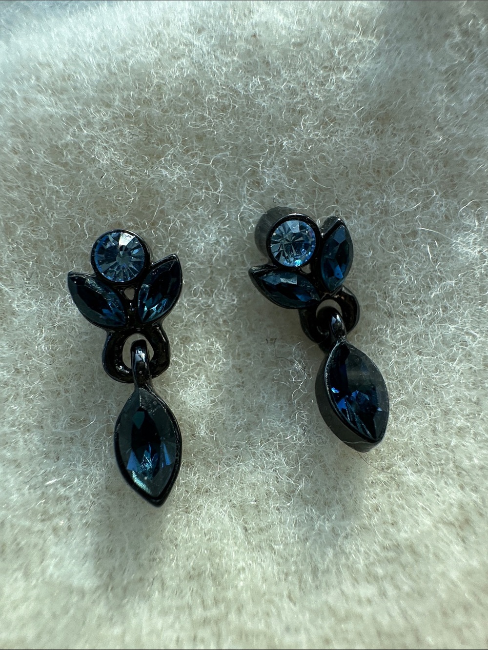 Dainty Navy Blue Crystal Drop Earrings - Women Jewelry